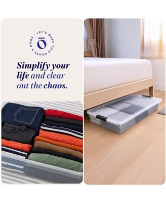 60 Quart Underbed Storage Container Bins with Latching Lid, Clear (2 Pack