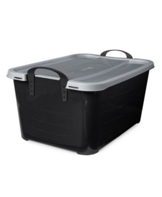 55 Quart Stackable Storage Bin, Heavy Duty Lidded Container, 6 Pack