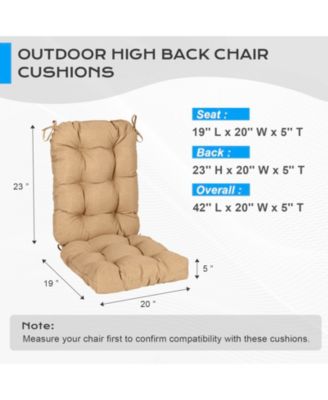 Outdoor 42"x 20" x5" Tufted Back Cushions Patio Replacement Chair Cushion with Ties, Water and Fade Resistant for All Weather, Set of 2