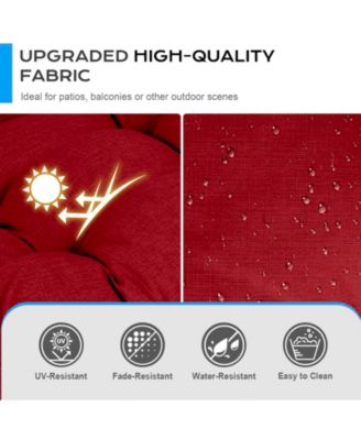 Outdoor 42"x 20" x5" Tufted Back Cushions Patio Replacement Chair Cushion with Ties, Water and Fade Resistant for All Weather, Set of 2