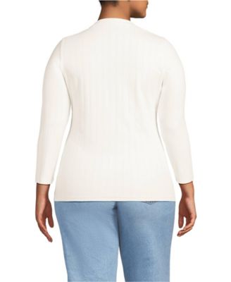 Women's Plus Size 3/4 Sleeve Variegated Micro Rib Henley