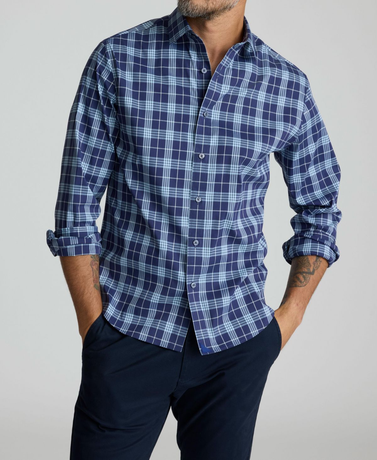 Мужская приталенная рубашка Lancaster на пуговицах без морщин