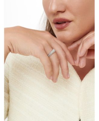 Puffy Ribbed Ring in Rhodium Plated Sterling Silver, Size 7