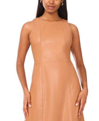Women's Faux Leather Sleeveless Maxi Dress