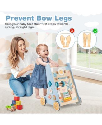 Wooden Baby Walker Sit to Stand Walker w/ Wheels Push & Pull Learning Activity Center