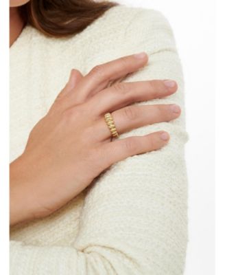 Puffy Ribbed Ring in Gold Plated Sterling Silver, Size 8