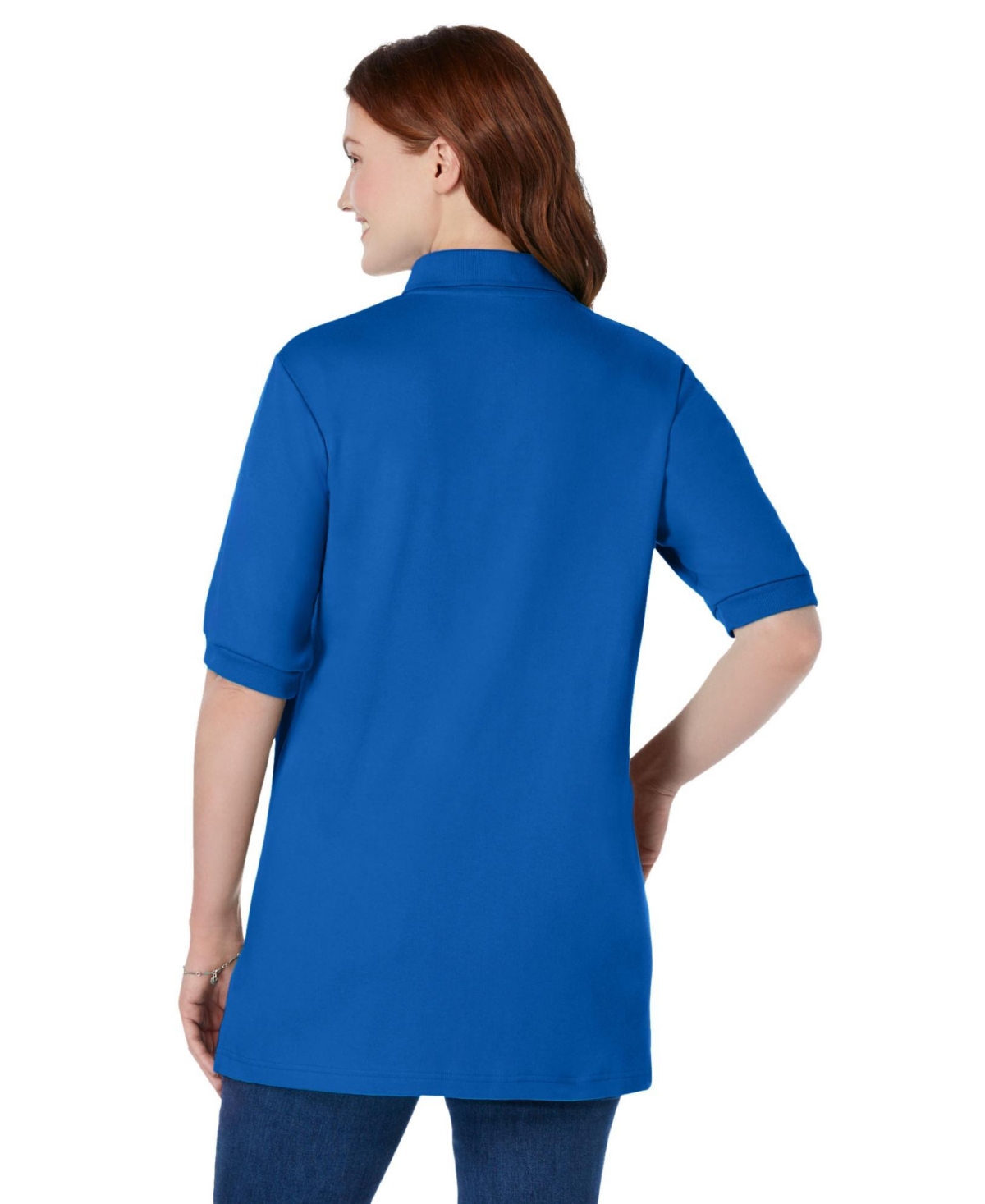 Woman Within Plus Elbow-Sleeve Polo Tunic