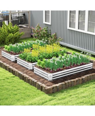 2PCS Galvanized Raised Garden Bed Elevated Rectangle Plant Box 8 x 4 x 1FT