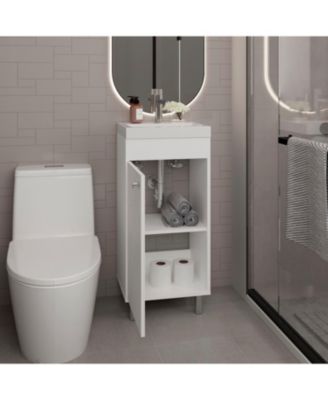 Valdez Bathroom Vanity, 1 Door, 4 Legs, 2 Shelves, White
