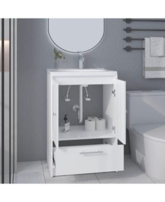 23.6"W Engineered Wood 2-Door 1-Drawer Compact Storage Bathroom Vanity