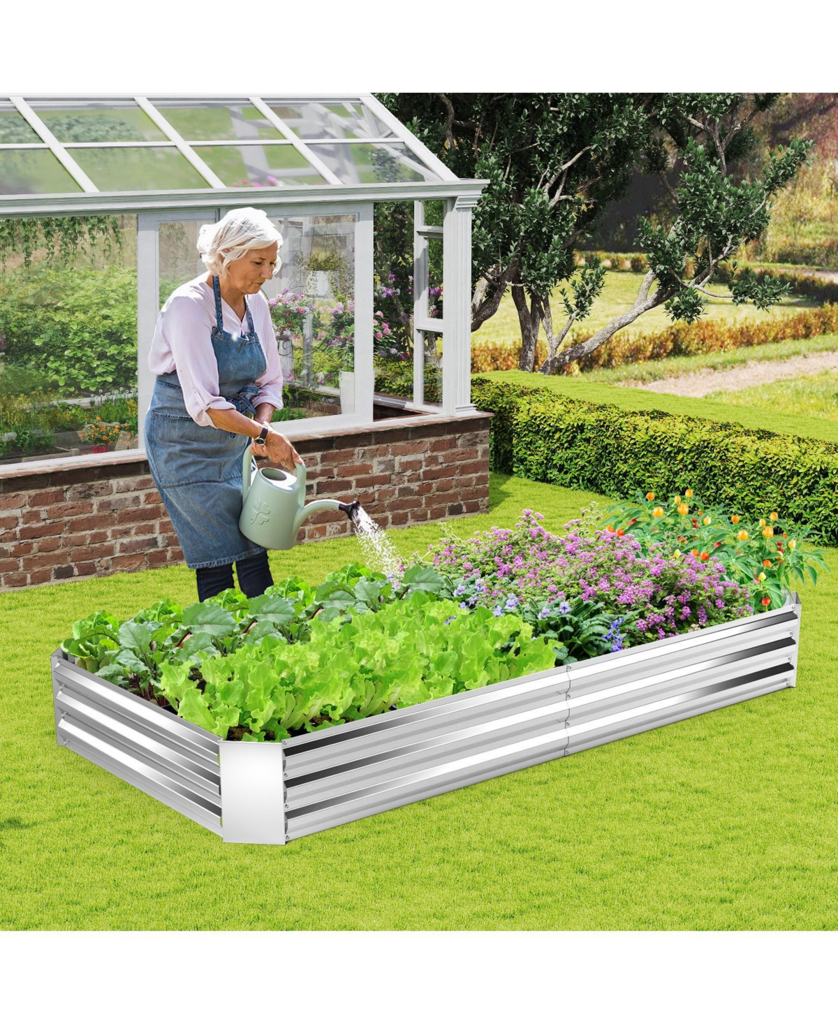 Gymax x x 1FT Galvanized Raised Garden Bed Heavy-Duty Elevated Rectangle Plant Box
