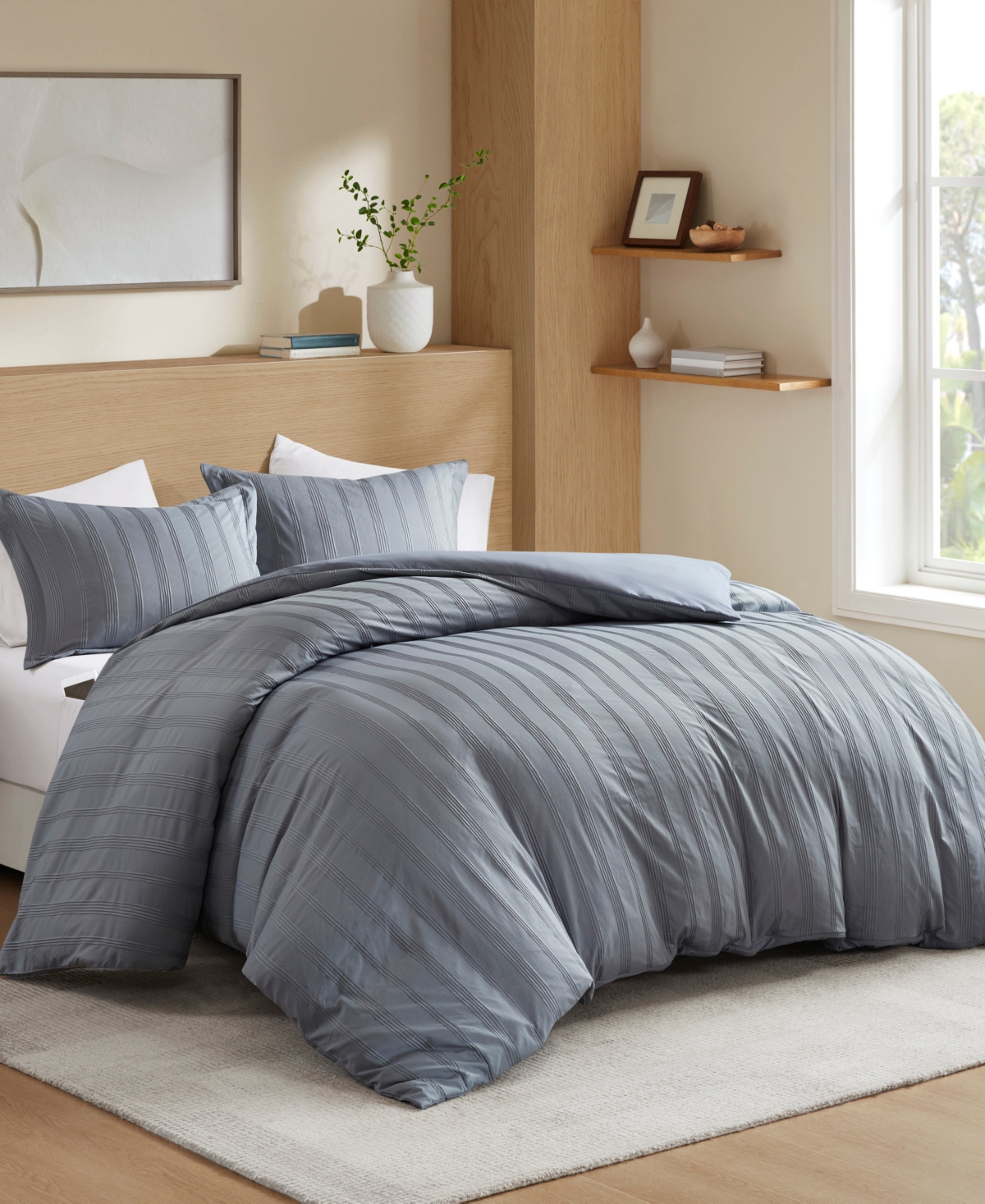 510 Design Logan Woven Striped 3-pc. Duvet Cover Set, California King In Gray