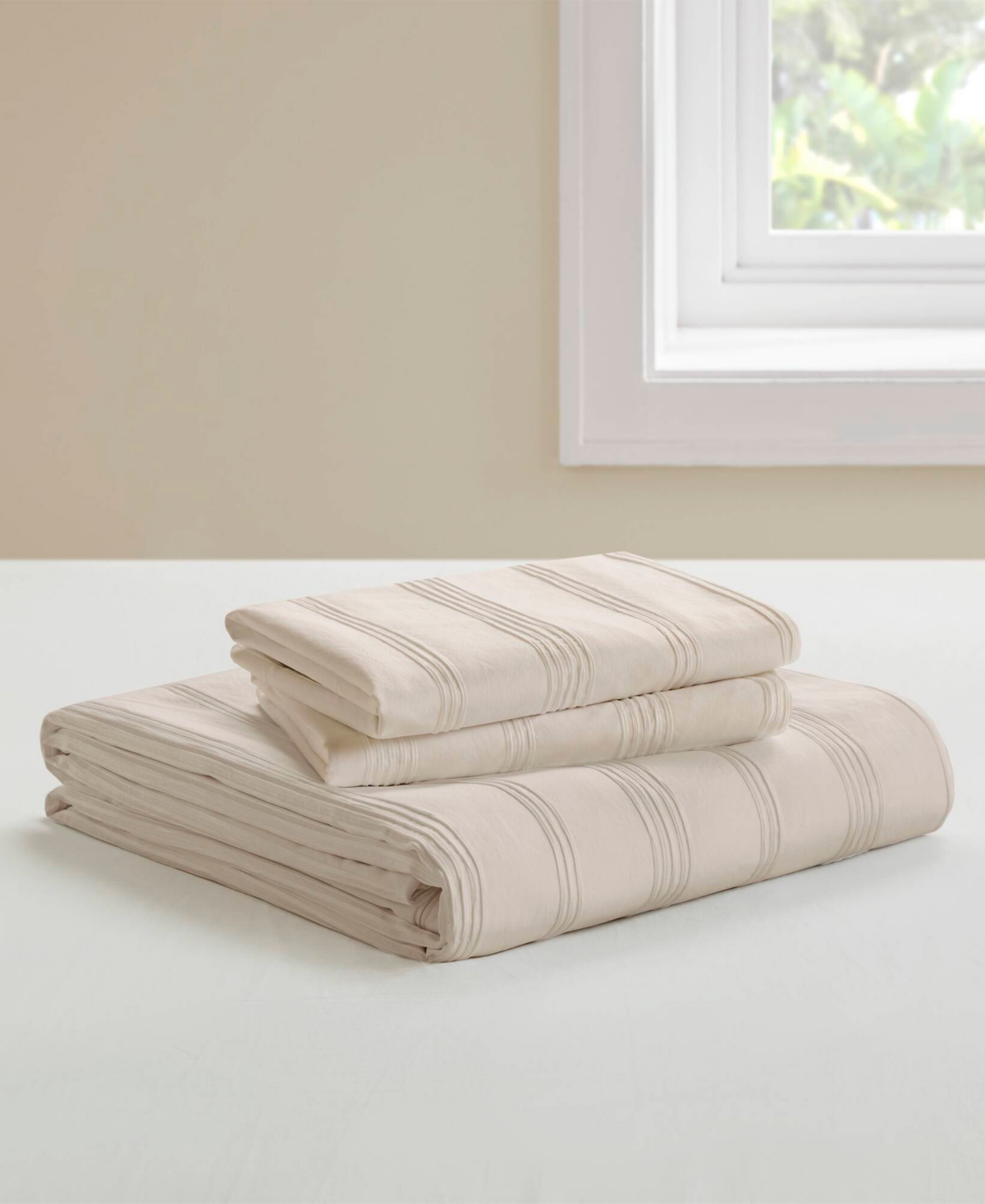 510 Design Logan Woven Striped 3-pc. Duvet Cover Set, Queen In Neutral