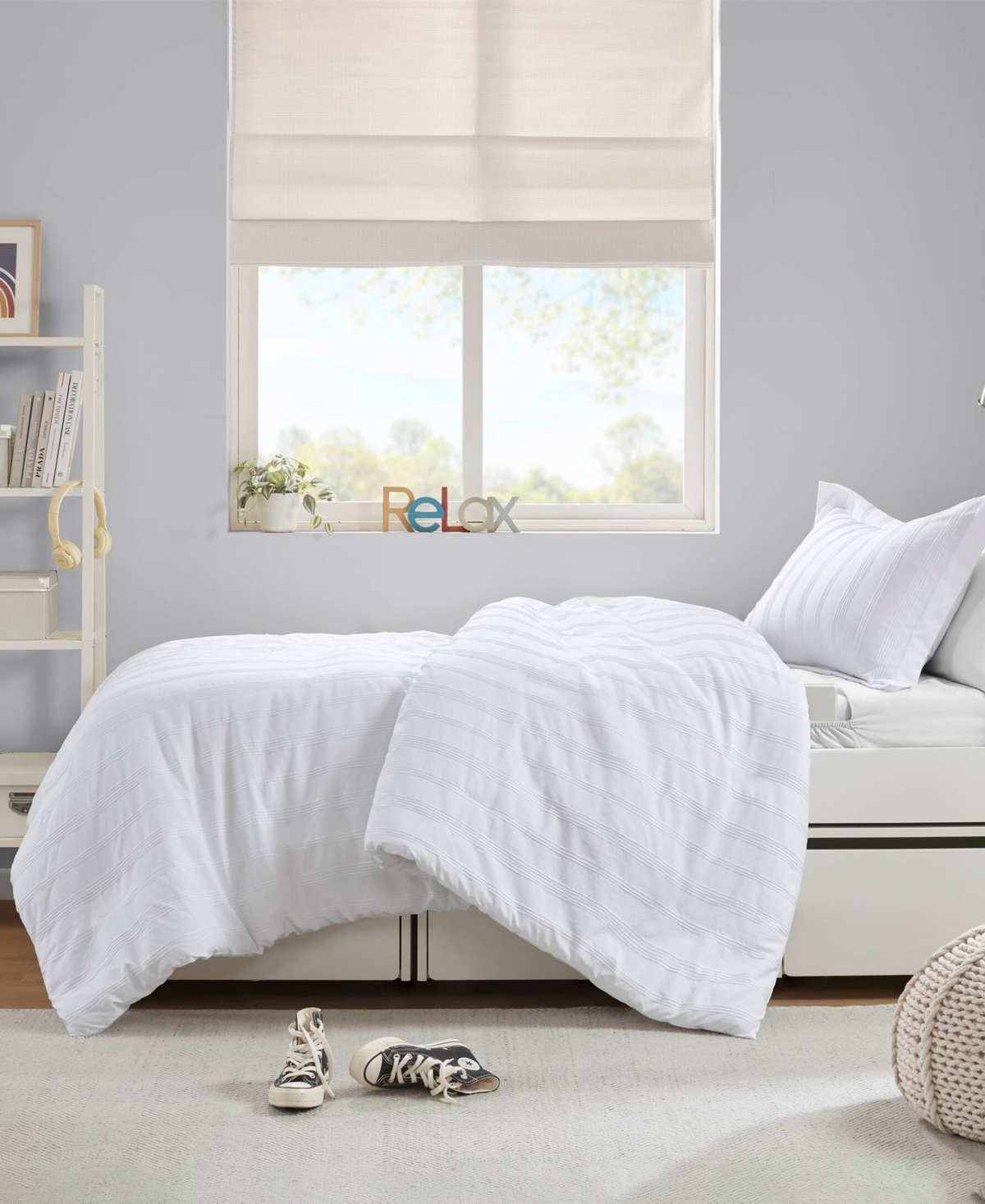 510 Design Logan Woven Striped 2-pc. Duvet Cover Set, Twin/twin Xl In White