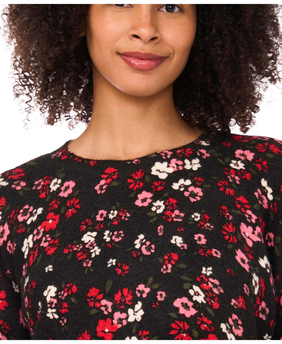 Cece Women's Printed Crewneck Sweater In Black