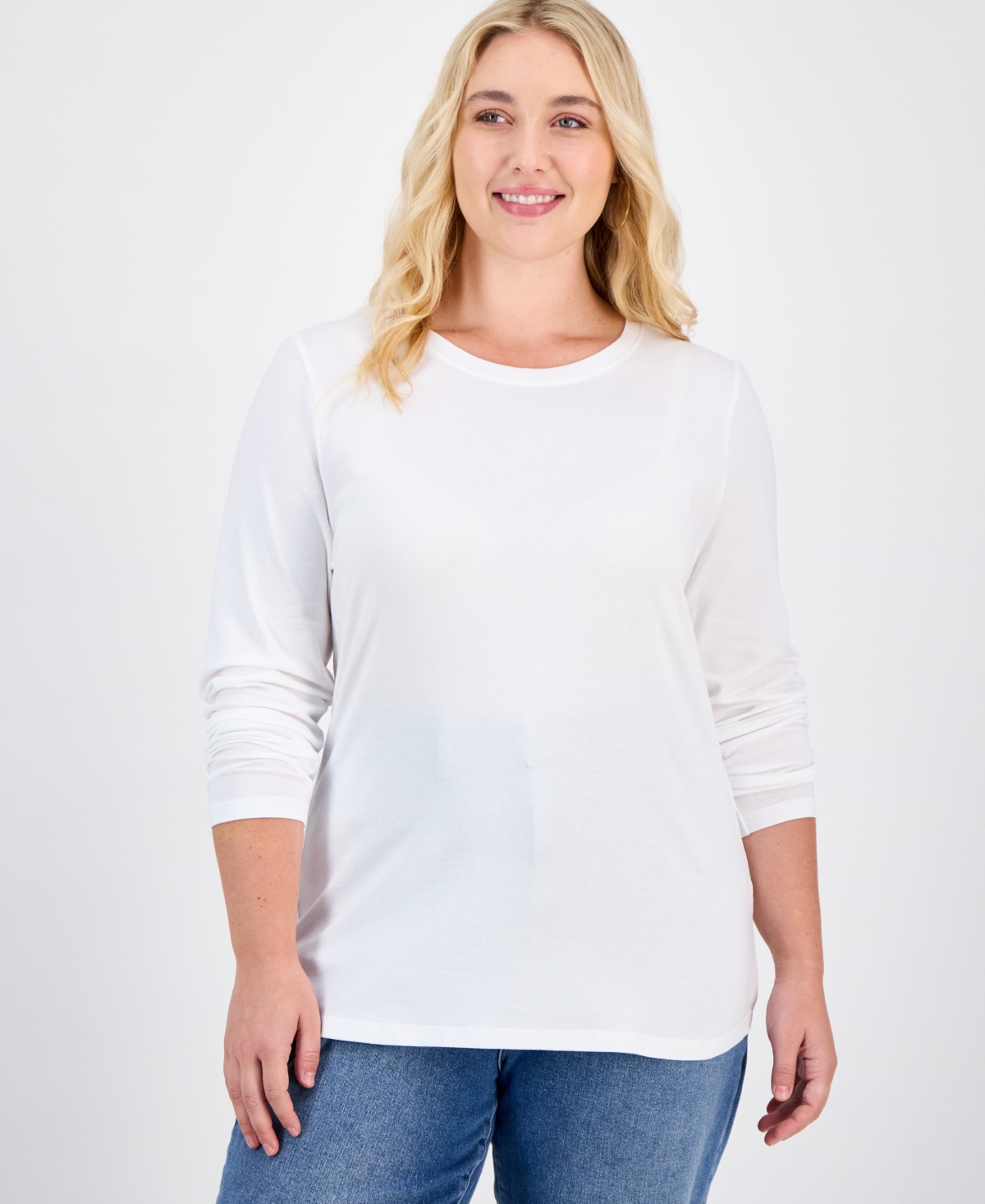 Aveto Plus Size Crewneck Top - Bright White