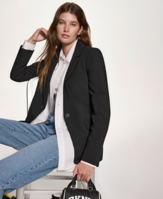 Women’s Notch-Collar One-Button Long Sleeve Blazer Jacket