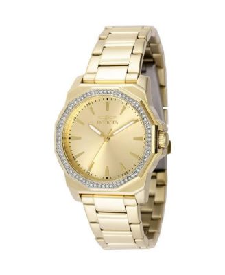 Women's 49113 Speedway Quartz 3 Hand Gold Dial Watch