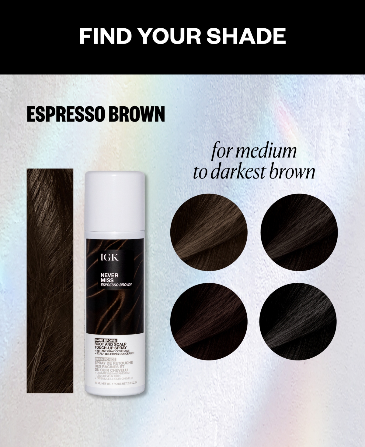 Igk Hair Never Miss Root And Scalp Espresso Brown Touch-up Spray In Brown