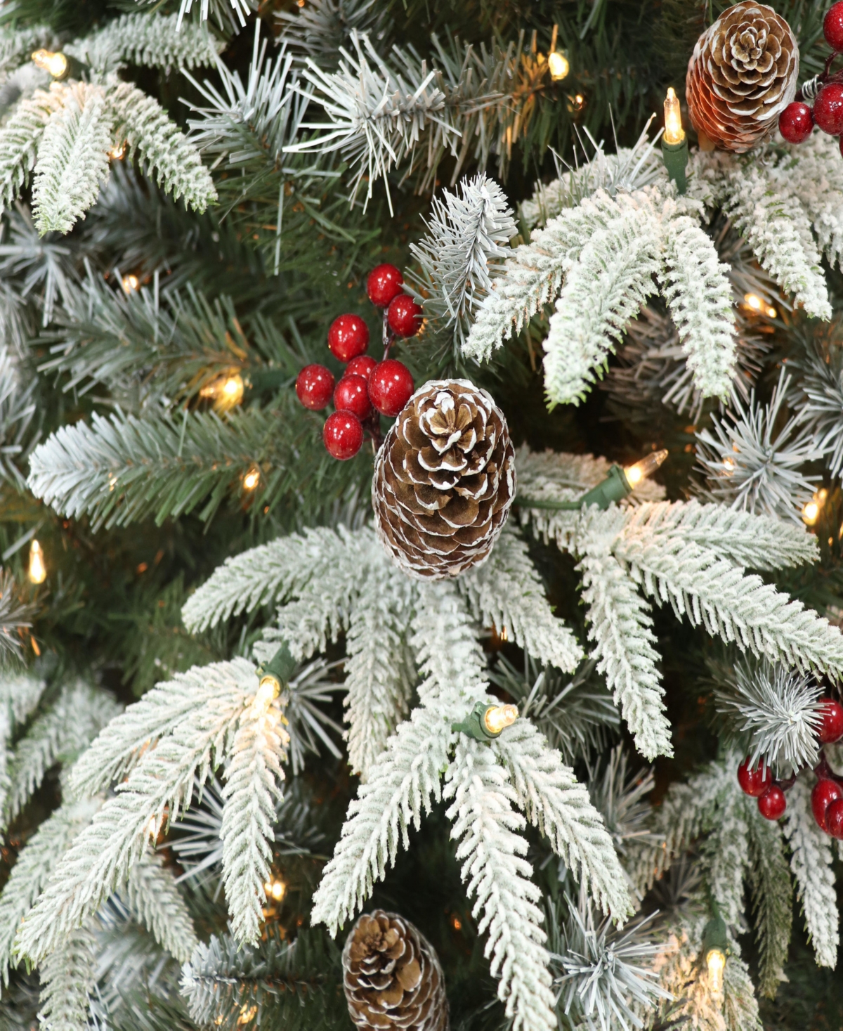Puleo 7.5FT Pre-Lit Flocked Hartford Fir Artificial Christmas Tree