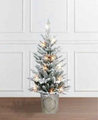 Puleo 3' B/O Potted Flocked Tree with 50 Warm White LED Light, 458 Tips