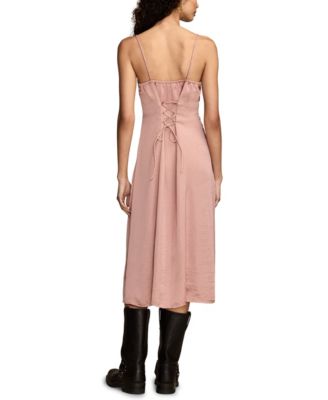 Women's Lace Up Sleeveless Midi Dress