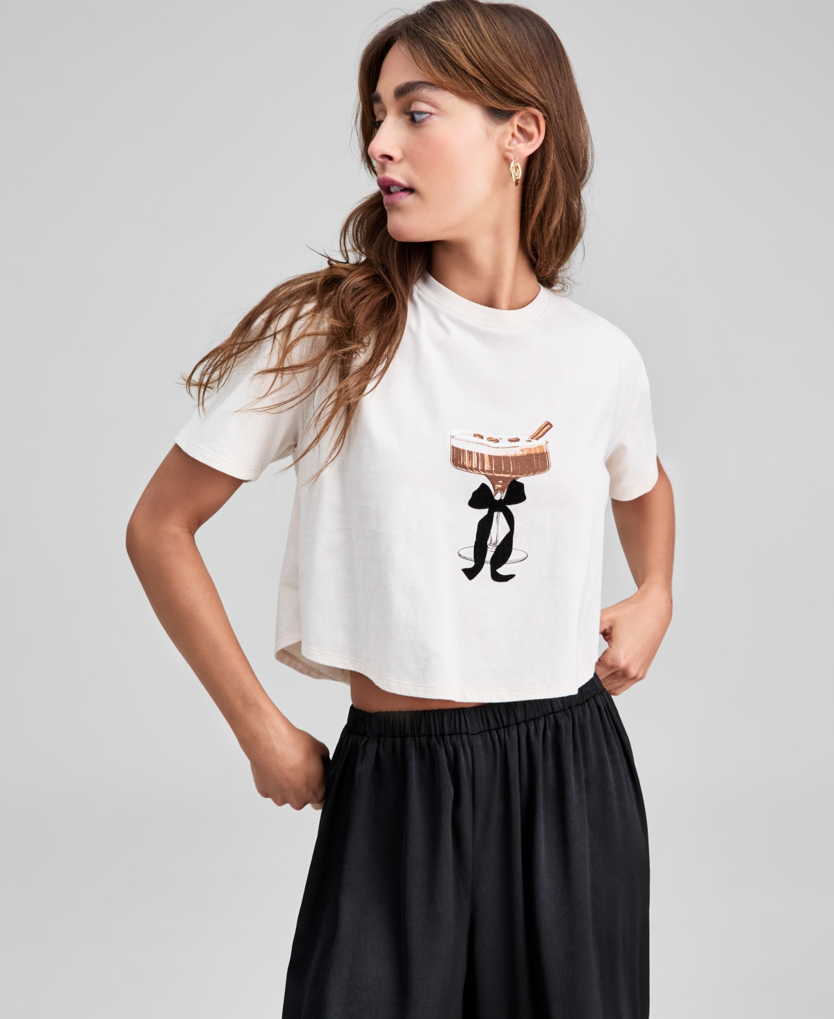 And Now This Women's Espresso Martini Short-sleeve Graphic T-shirt, Macy's Exclusive In White