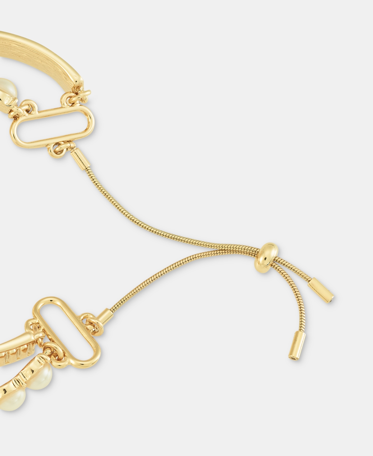 On 34th Imitation Pearl Double-row Slider Bracelet, Macy's Exclusive In Gold