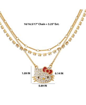 Double Chain Necklace with Crystal Embellished Charm