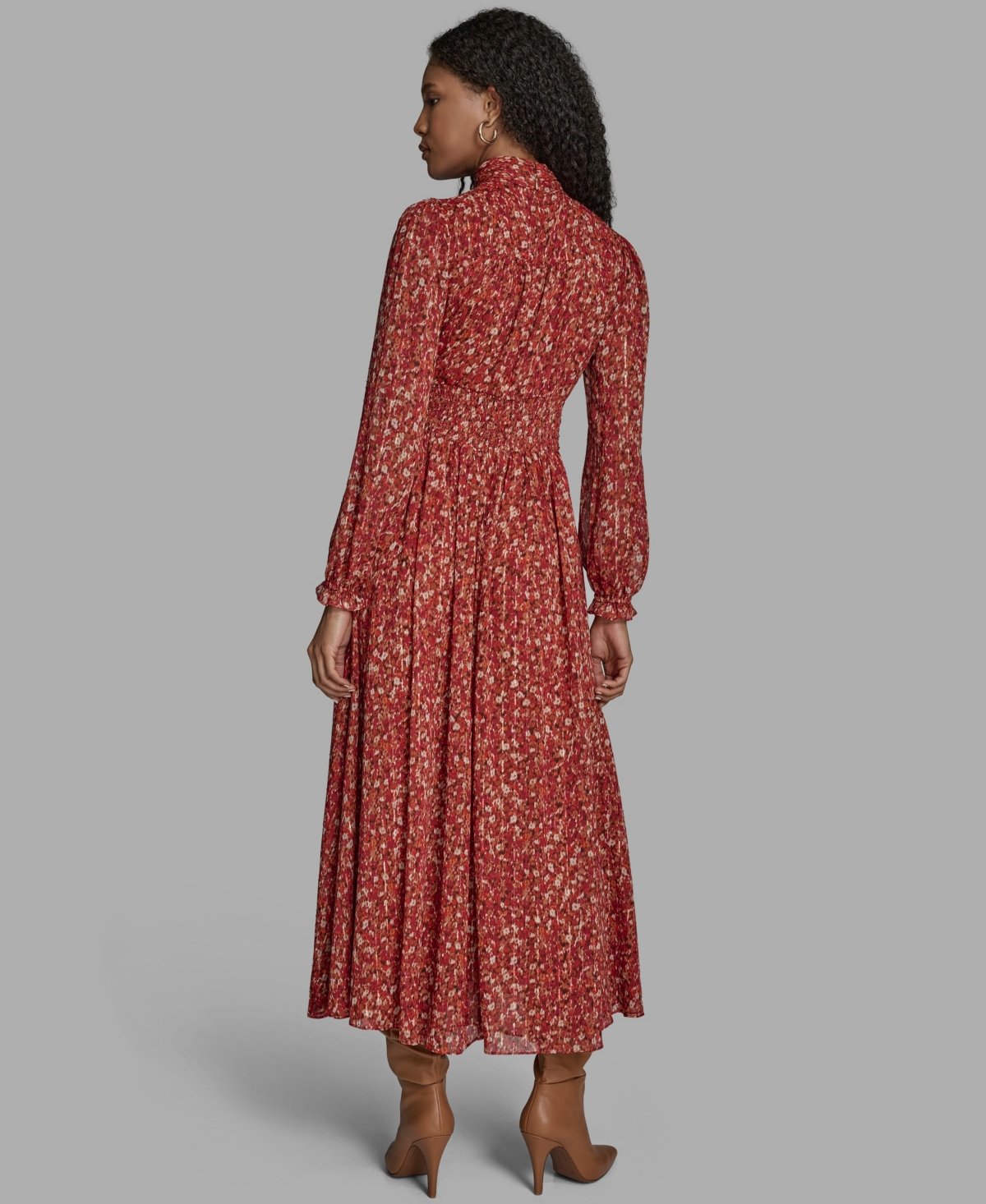 Bcbg Women's High Neck Keyhole Midi Dress In Red