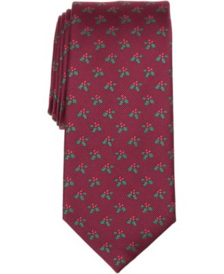 Club Room - Men's Christmas Holly Printed Tie
