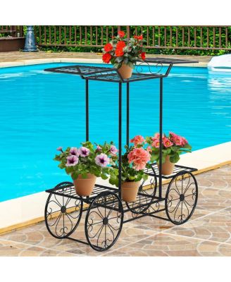 6-Tier Garden Cart Stand Flower Rack Display Decor Flower Pot Plant Holder