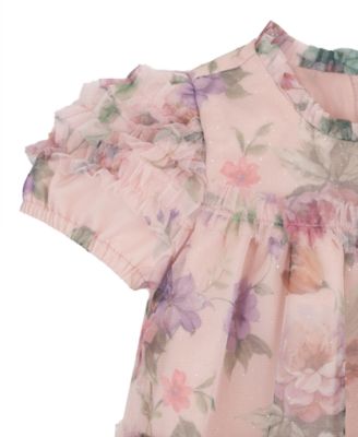 Baby Girls' Floral Babydoll Social Short Sleeve Dress
