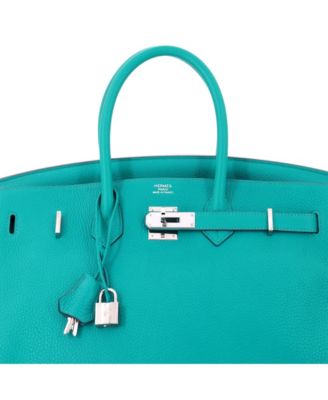 Birkin 35 Handbag Blue Togo with Palladium Hardware