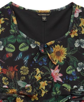 Big Girls Printed Mesh Long Sleeve Top