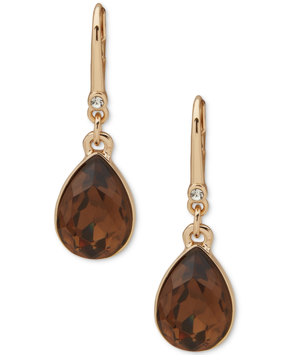 Dkny Faceted Stone Gold-tone Teardrop Earrings In Gold
