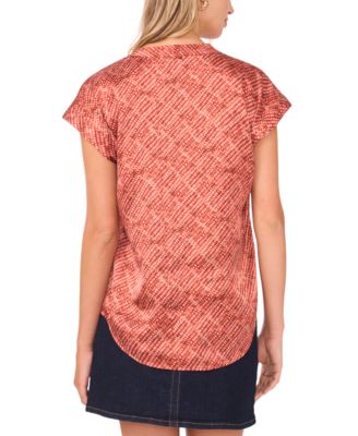 Women's V-Neck Front Placket Blouse