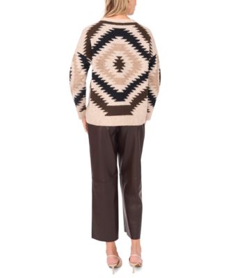 Women's Cozy Crewneck Aztec Long-Sleeve Sweater