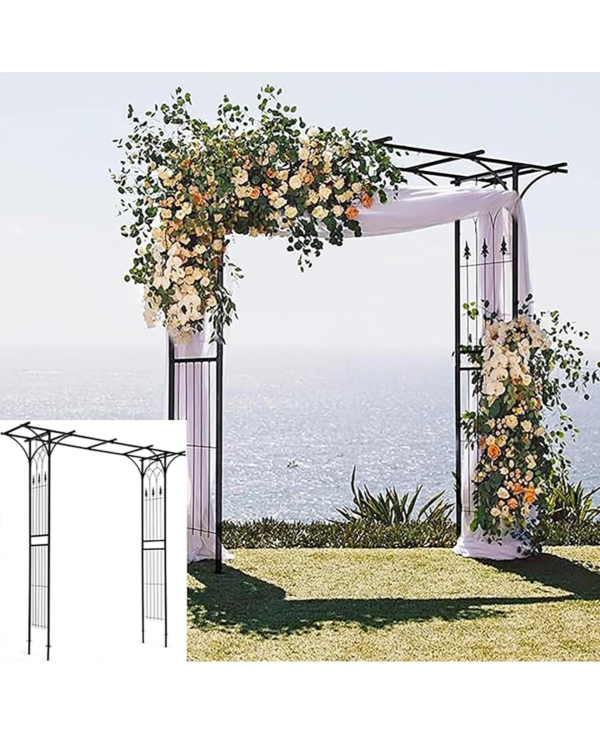 Gymax Outdoor Garden Arch Flowers Climbing Plants Trellis Metal Wedding Archway