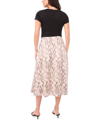 Women's Animal-Print Bias Cut A-Line Midi Skirt