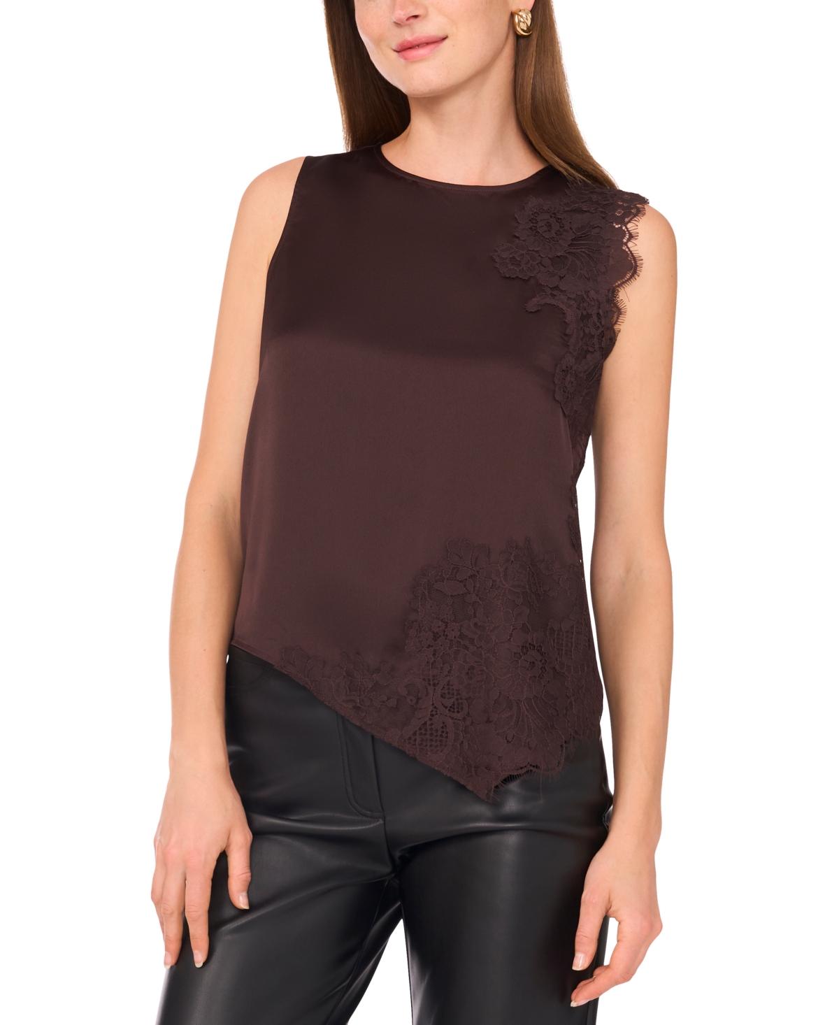 Vince Camuto Women's Asymmetric Hem Sleeveless Tank Top In Brown