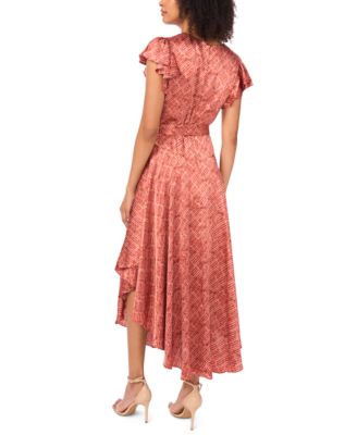 Women's Flutter Sleeve Tie Waist Dress