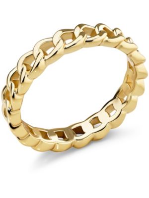 Curb Link Ring in Gold Plated Sterling Silver, Size