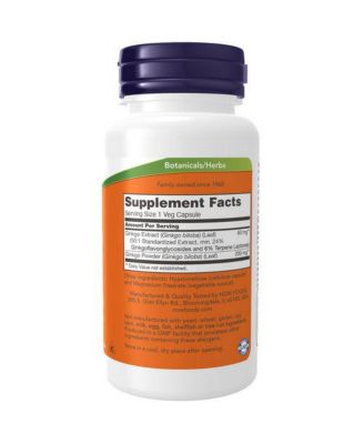 Ginkgo Biloba ,60 mg ,24% Standardized Extract, 60 Caps