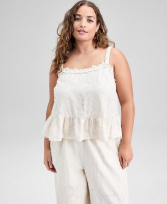 And Now This - Plus Size Cotton Ruffled-Hem Top