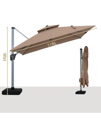 11 FT Square Double Top Patio Cantilever Umbrella