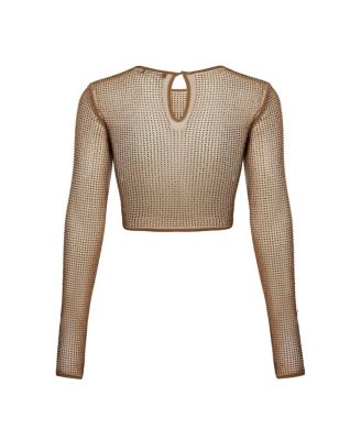 Women's Embellished Tulle Crop Top