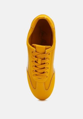 Womens Montek Faux Leather Lace-Up Sneakers
