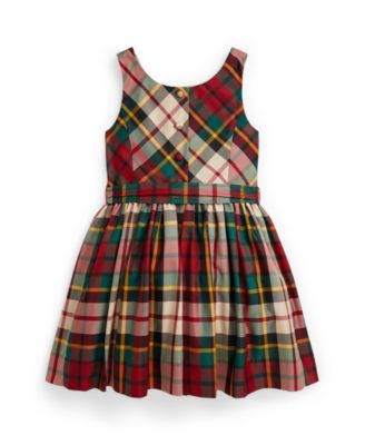 Girls 2T-6X Plaid Taffeta Sleeveless Dress