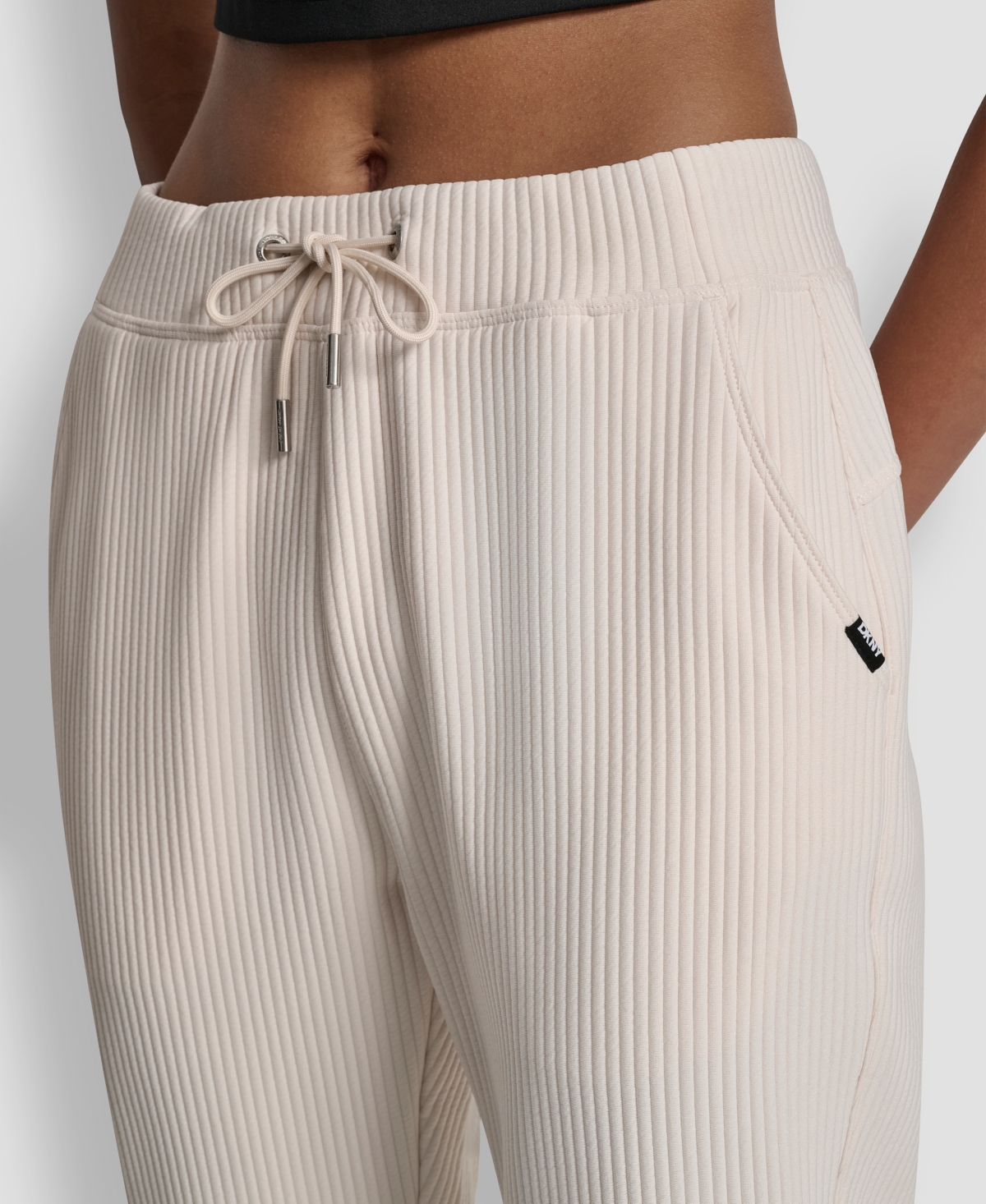 Dkny Women's Tech Ottoman Cuffed High Rise Joggers In White